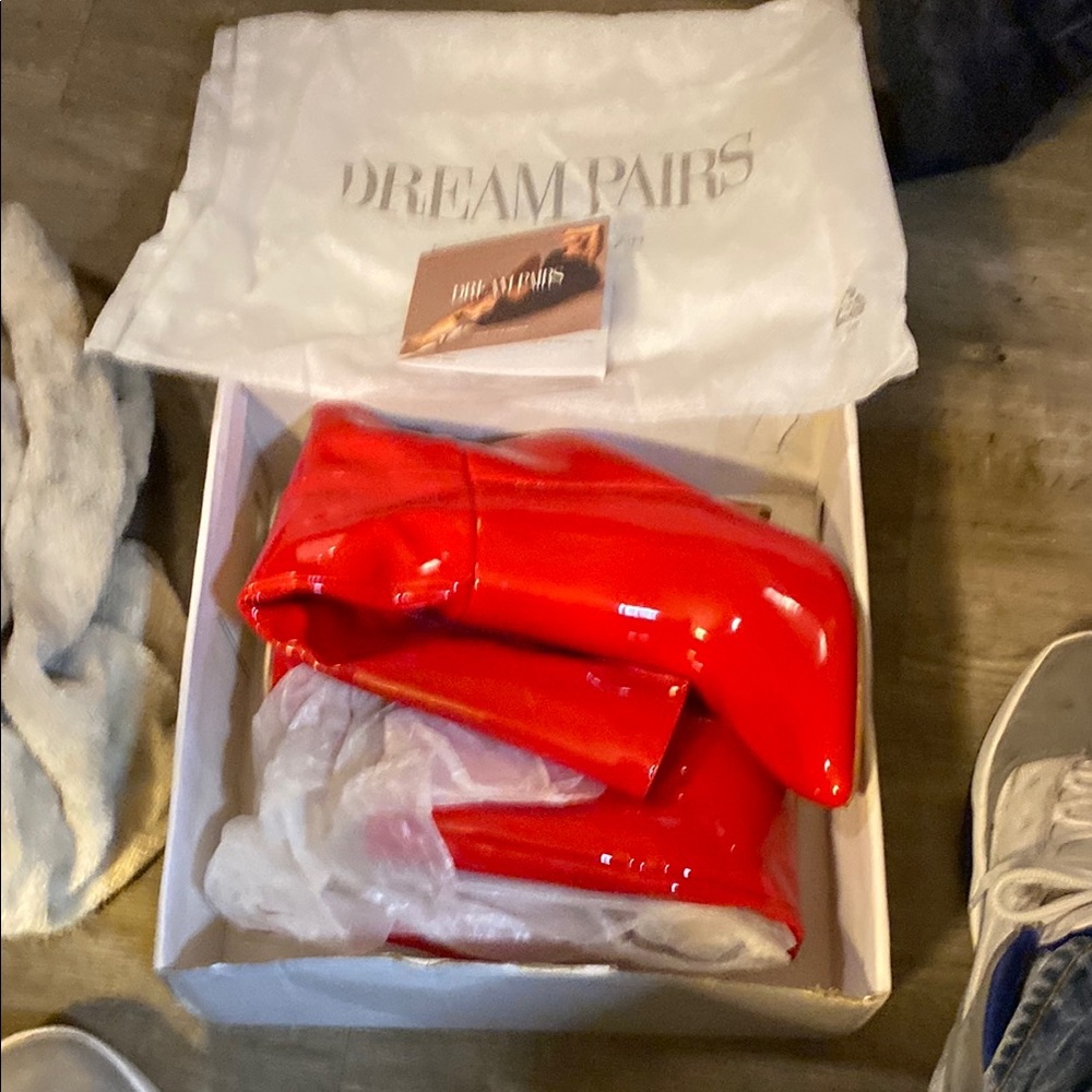 Dream Pairs Vibrant Red Ankle Boots